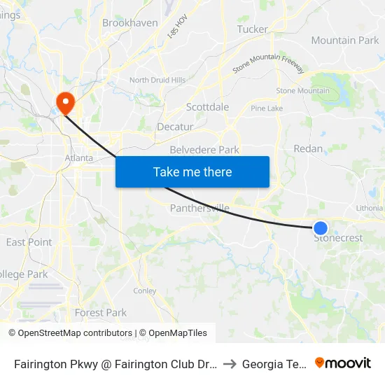 Fairington Pkwy @ Fairington Club Drive to Georgia Tech map