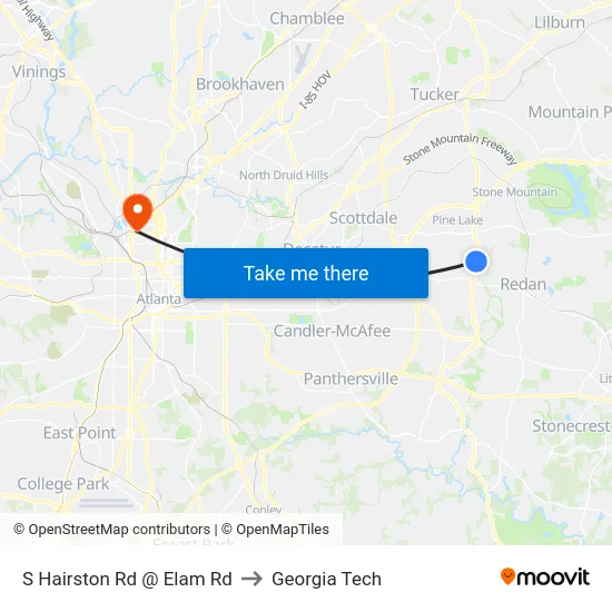 S Hairston Rd @ Elam Rd to Georgia Tech map