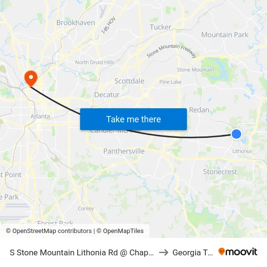 S Stone Mountain Lithonia Rd @ Chapman Rd to Georgia Tech map