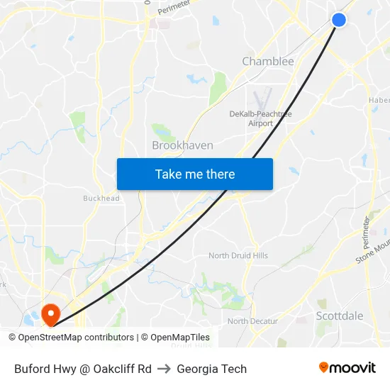 Buford Hwy @ Oakcliff Rd to Georgia Tech map