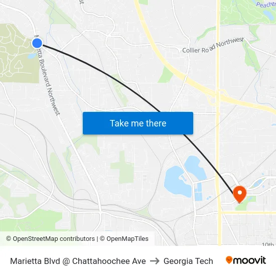 Marietta Blvd @ Chattahoochee Ave to Georgia Tech map