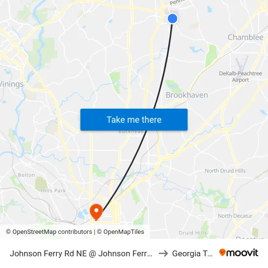 Johnson Ferry Rd NE @ Johnson Ferry Pkwy to Georgia Tech map