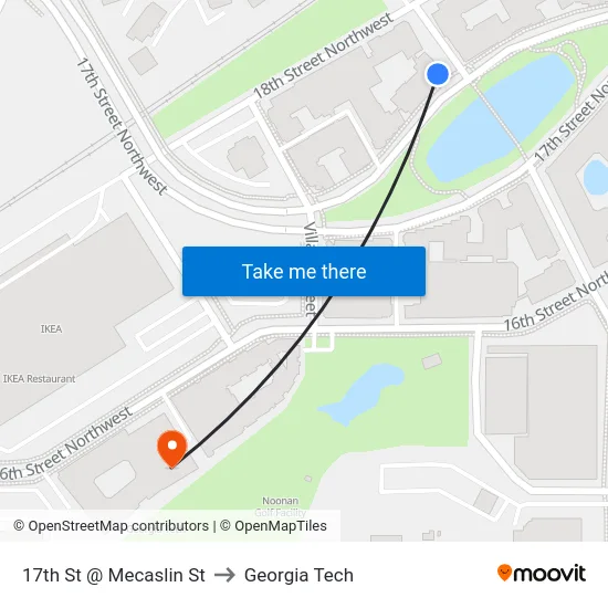 17th St @ Mecaslin St to Georgia Tech map