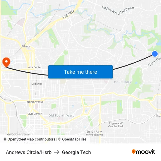 Andrews Circle/Hsrb to Georgia Tech map