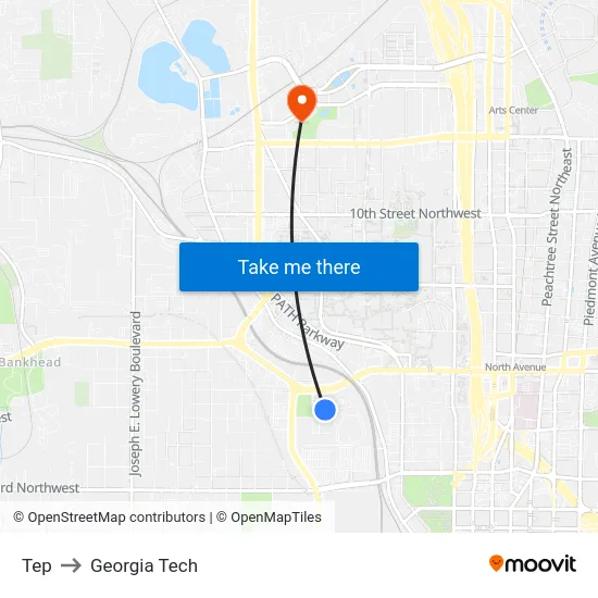 Tep to Georgia Tech map