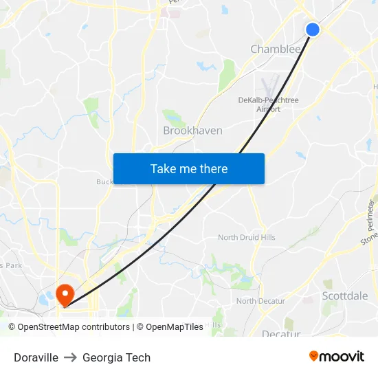 Doraville to Georgia Tech map