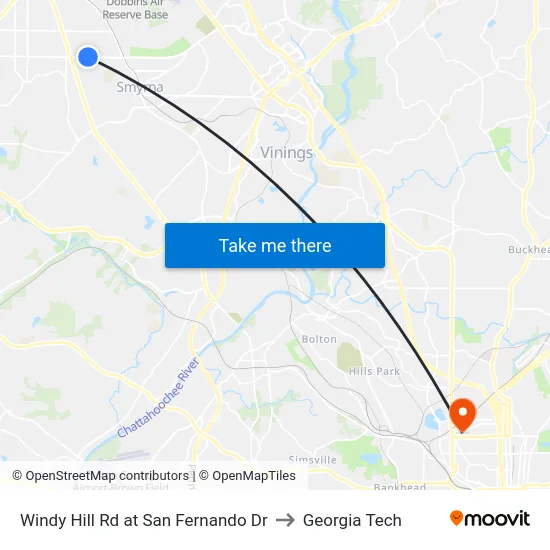 Windy Hill Rd at San Fernando Dr to Georgia Tech map