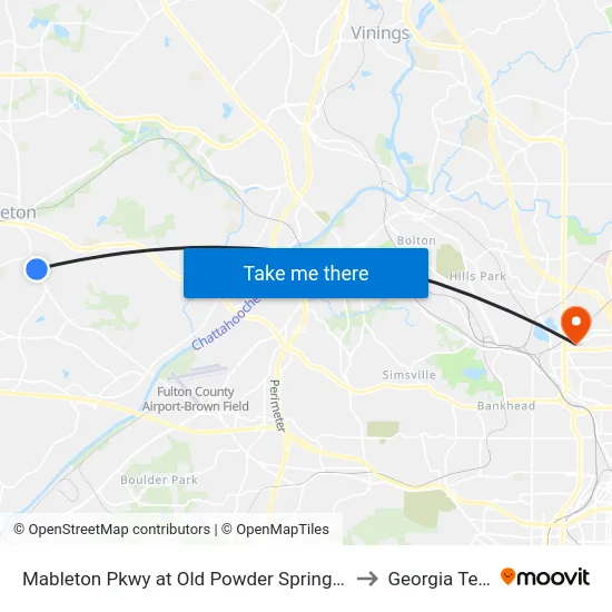 Mableton Pkwy at Old Powder Springs Rd to Georgia Tech map