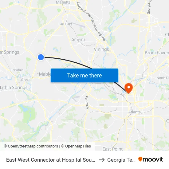 East-West Connector at Hospital South Dr to Georgia Tech map