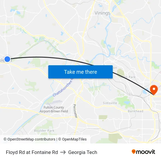 Floyd Rd at Fontaine Rd to Georgia Tech map