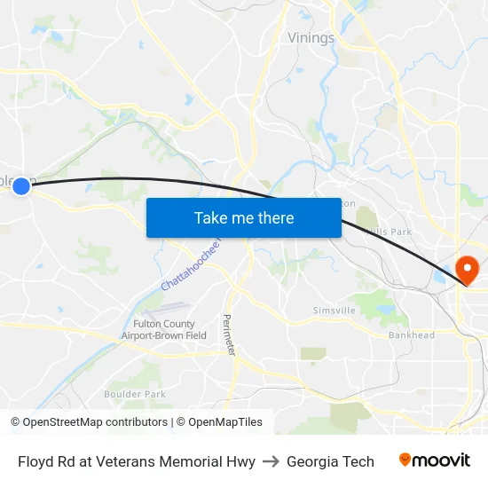 Floyd Rd at Veterans Memorial Hwy to Georgia Tech map