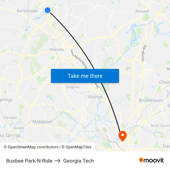 Busbee Park-N-Ride to Georgia Tech map