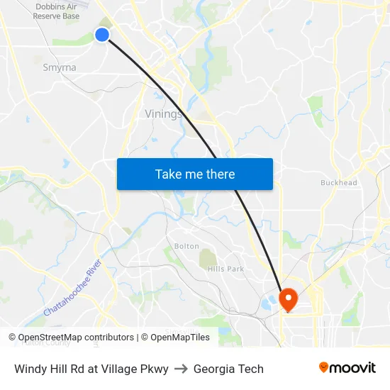 Windy Hill Rd at Village Pkwy to Georgia Tech map
