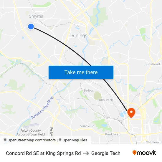Concord Rd SE at King Springs Rd to Georgia Tech map