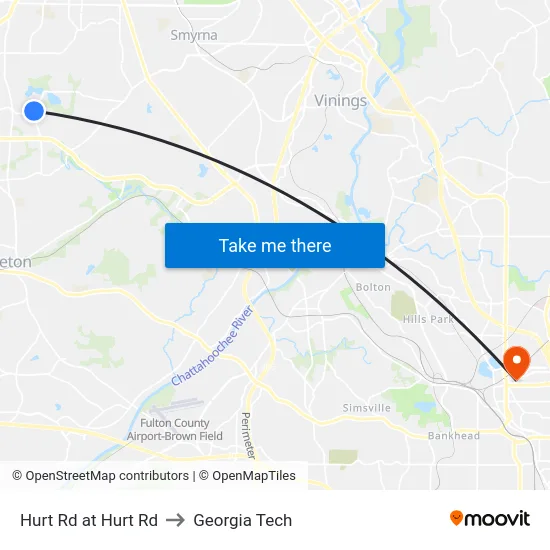 Hurt Rd at Hurt Rd to Georgia Tech map