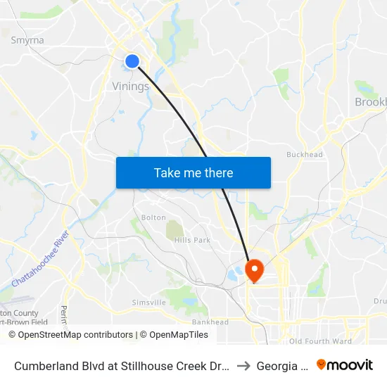 Cumberland Blvd at Stillhouse Creek Dr/Riverwood P to Georgia Tech map