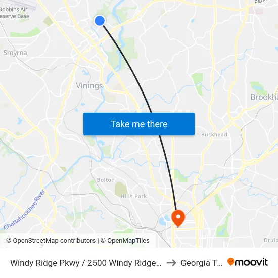 Windy Ridge Pkwy / 2500 Windy Ridge Building to Georgia Tech map
