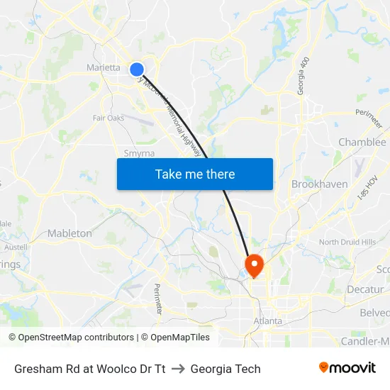 Gresham Rd at Woolco Dr Tt to Georgia Tech map