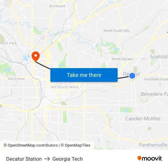 Decatur Station to Georgia Tech map
