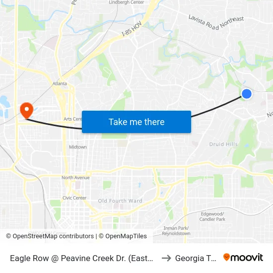 Eagle Row @ Peavine Creek Dr. (Eastbound) to Georgia Tech map