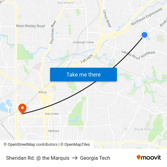 Sheridan Rd. @ the Marquis to Georgia Tech map
