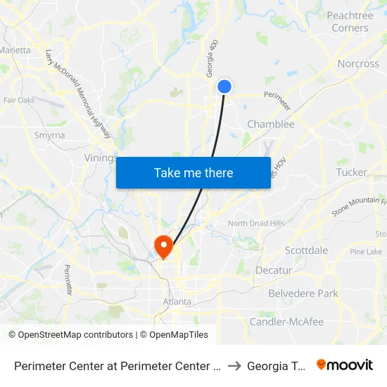 Perimeter Center at Perimeter Center Pkwy to Georgia Tech map