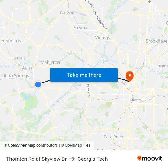 Thornton Rd at Skyview Dr to Georgia Tech map