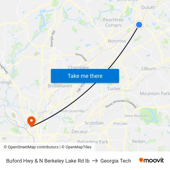 Buford Hwy & N Berkeley Lake Rd Ib to Georgia Tech map