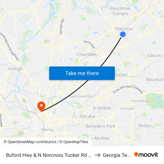 Buford Hwy & N Norcross Tucker Rd Ob to Georgia Tech map