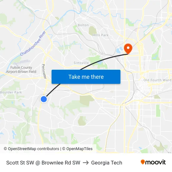 Scott St SW @ Brownlee Rd SW to Georgia Tech map