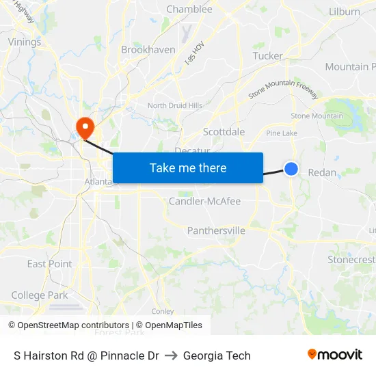 S Hairston Rd @ Pinnacle Dr to Georgia Tech map