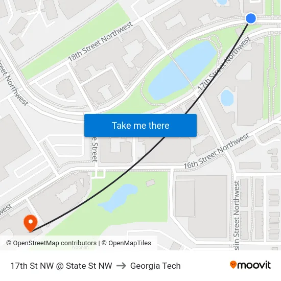 17th St NW @ State St NW to Georgia Tech map