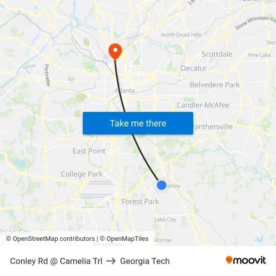 Conley Rd @ Camelia Trl to Georgia Tech map
