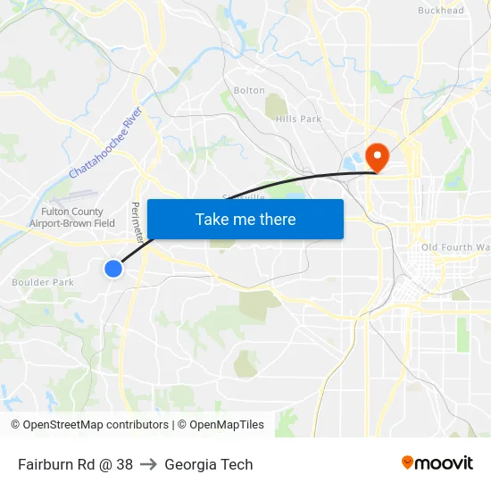 Fairburn Rd @ 38 to Georgia Tech map