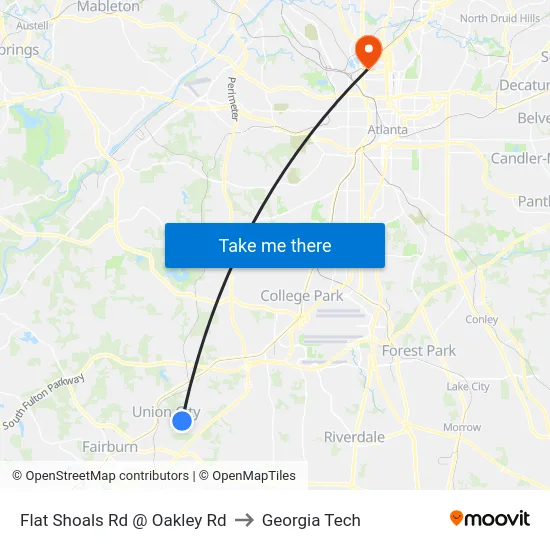 Flat Shoals Rd @ Oakley Rd to Georgia Tech map