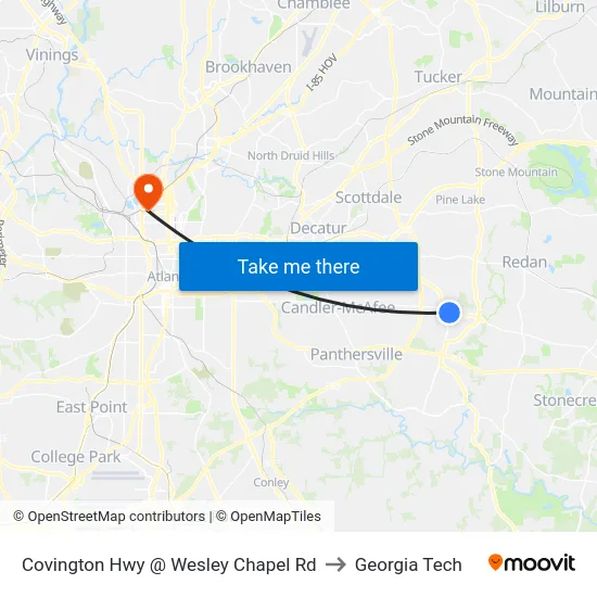 Covington Hwy @ Wesley Chapel Rd to Georgia Tech map