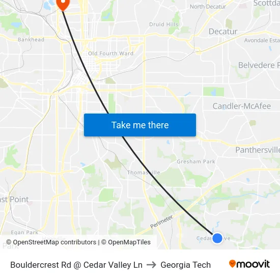 Bouldercrest Rd @ Cedar Valley Ln to Georgia Tech map