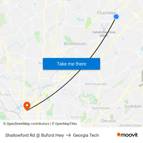 Shallowford Rd @ Buford Hwy to Georgia Tech map