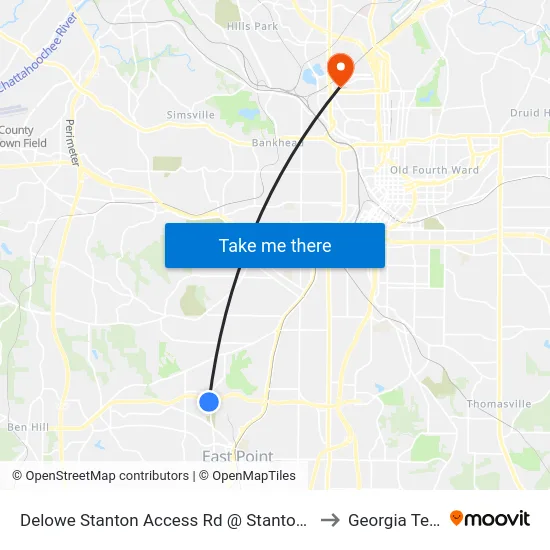 Delowe Stanton Access Rd @ Stanton Rd to Georgia Tech map