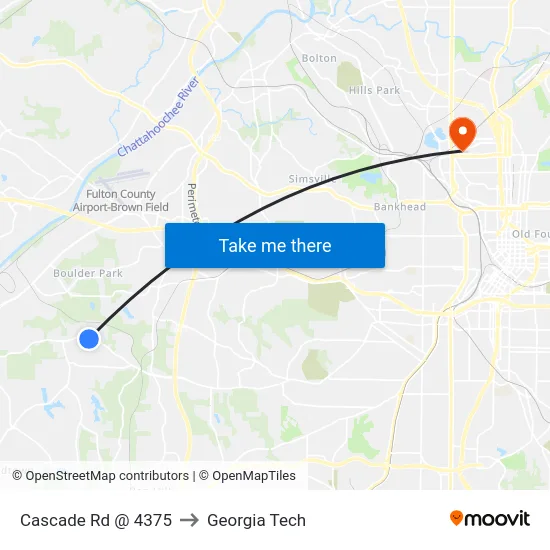 Cascade Rd @ 4375 to Georgia Tech map