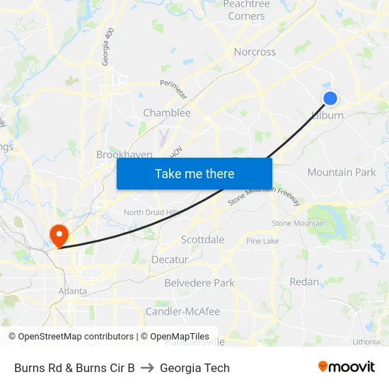 Burns Rd & Burns Cir B to Georgia Tech map