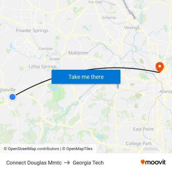 Connect Douglas Mmtc to Georgia Tech map