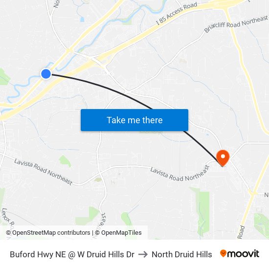 Buford Hwy NE @ W Druid Hills Dr to North Druid Hills map