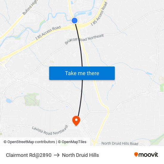 Clairmont Rd@2890 to North Druid Hills map