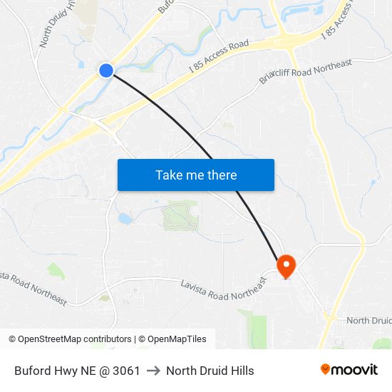 Buford Hwy NE @ 3061 to North Druid Hills map