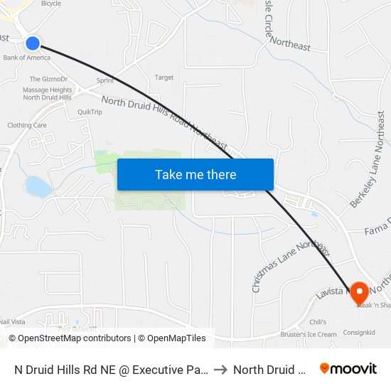 N Druid Hills Rd NE @ Executive Park Dr to North Druid Hills map