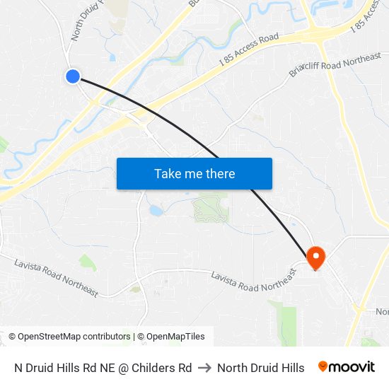 N Druid Hills Rd NE @ Childers Rd to North Druid Hills map