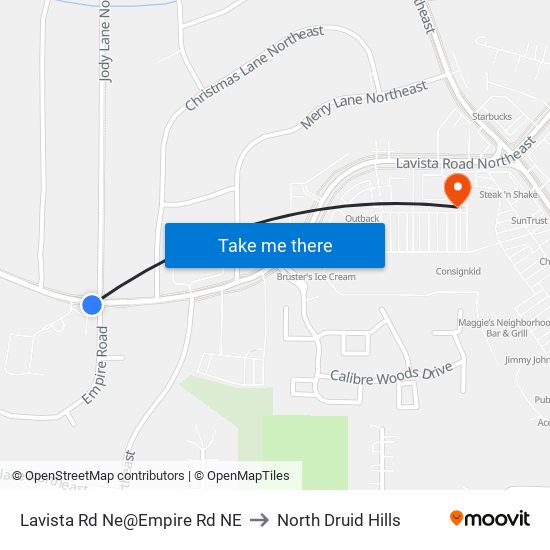 Lavista Rd Ne@Empire Rd NE to North Druid Hills map