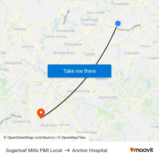 Sugarloaf Mills P&R Local to Anchor Hospital map