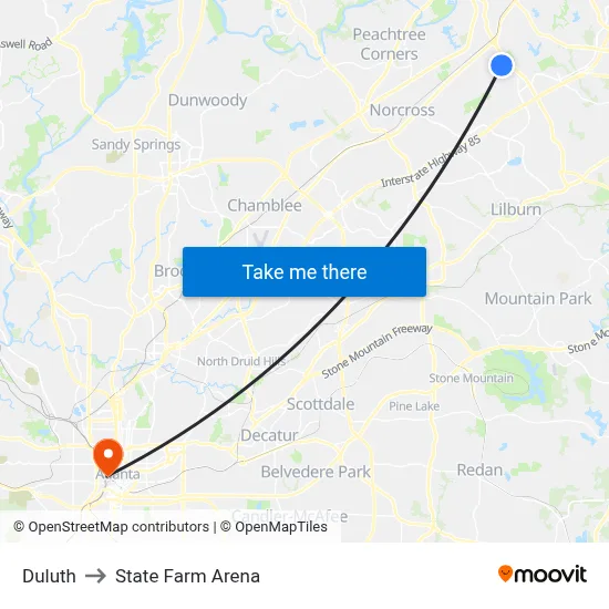 Duluth to State Farm Arena map